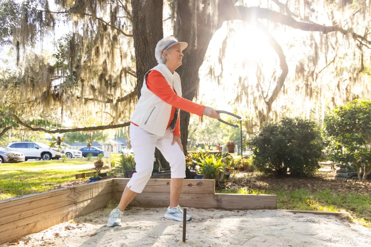VR2_1107 seniors playing bocce ball at Santa Fe Gainesville senior community